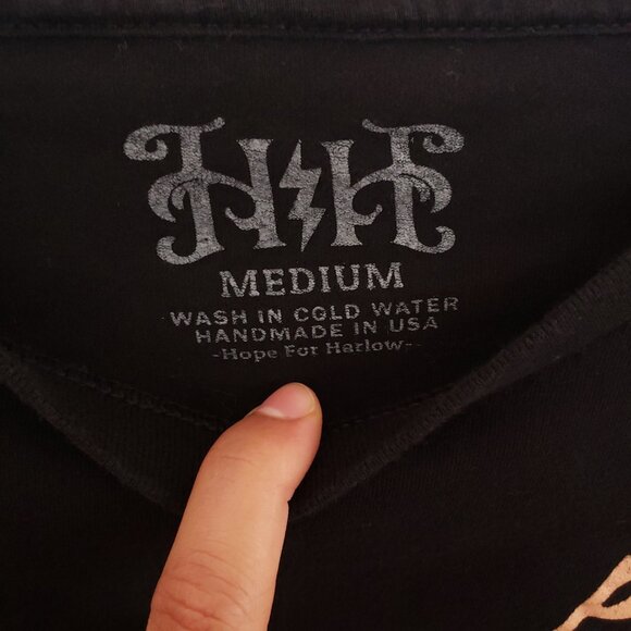 Hope For Harlow Black Be Kind To Your Precious Mind Graphic Handmade USA Size M - Picture 2 of 13